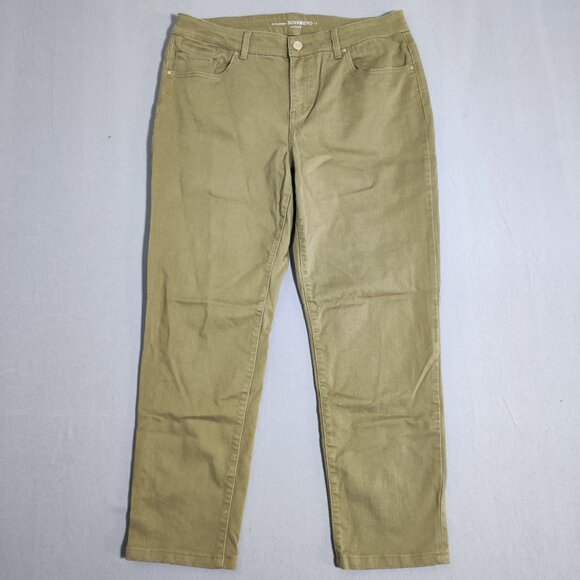 Chico's jeans woman's 2( L/12) olive green colour Platinum Boyfriend style - Picture 1 of 14